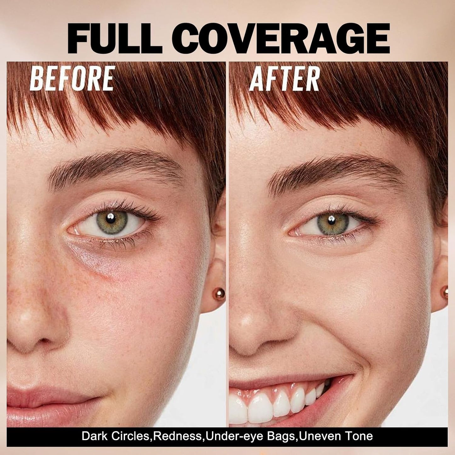 Liquid Concealer - Full Coverage Under Eye Concealer for Dark Circles & Fine Lines | Waterproof, Long-Lasting Makeup, 0.42 fl oz (Light)