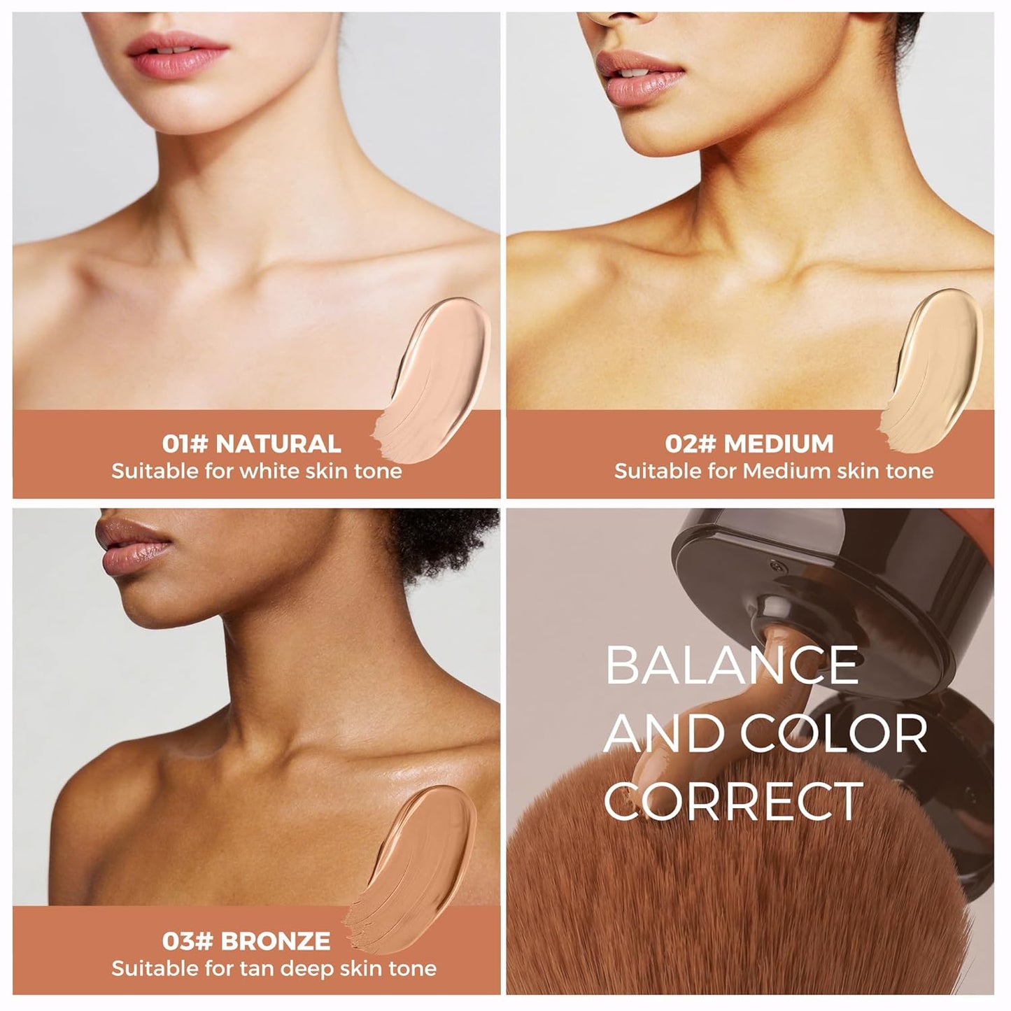 Tattoo Cover Up Makeup - Long-Lasting Waterproof Concealer with Blend Blur Brush | 3.53 Oz Bronze Radiance