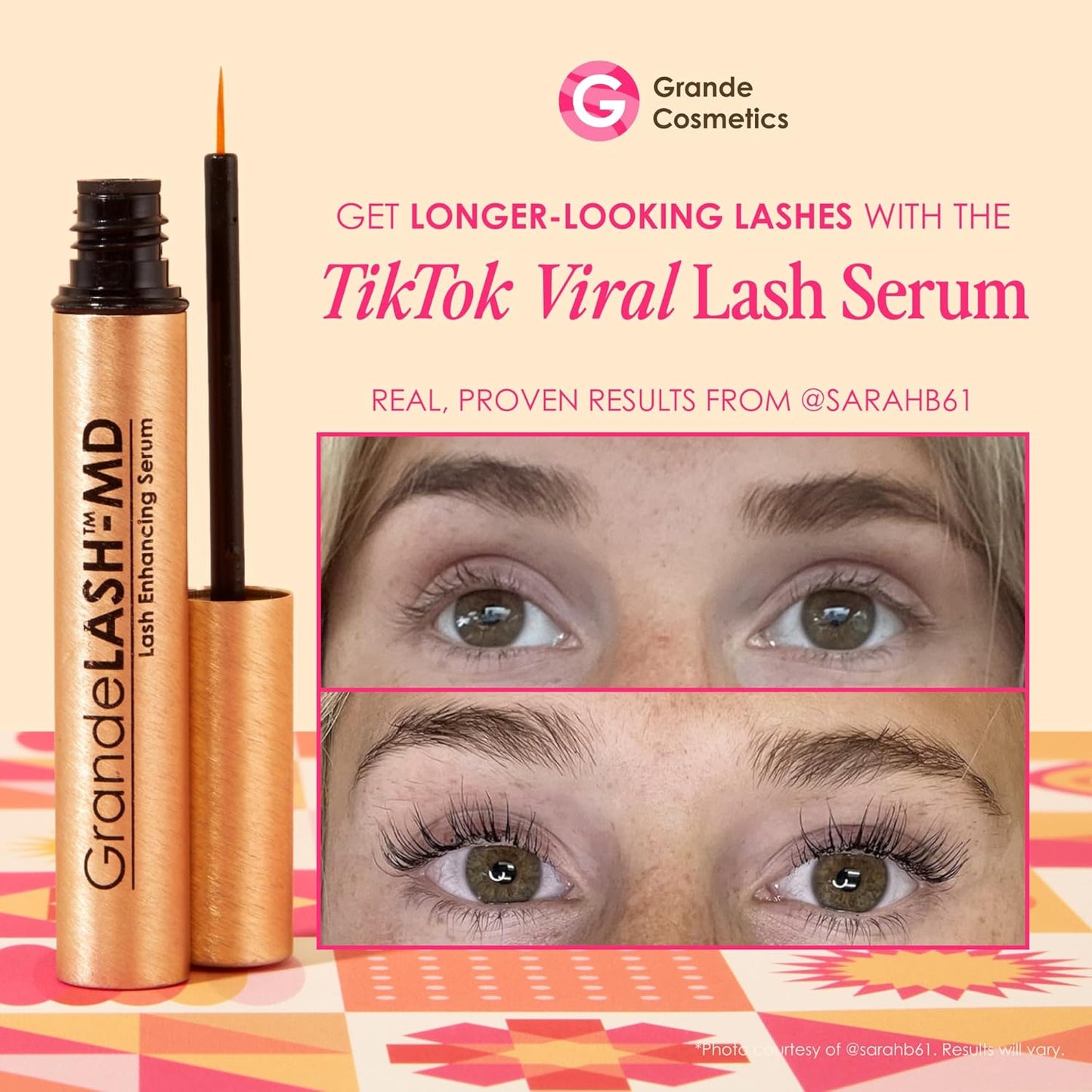 Grande Cosmetics GrandeLASH-MD Lash Enhancing Serum - Peptide & Vitamin Infused for Longer, Thicker Lashes | Ophthalmologist Tested, Cruelty-Free