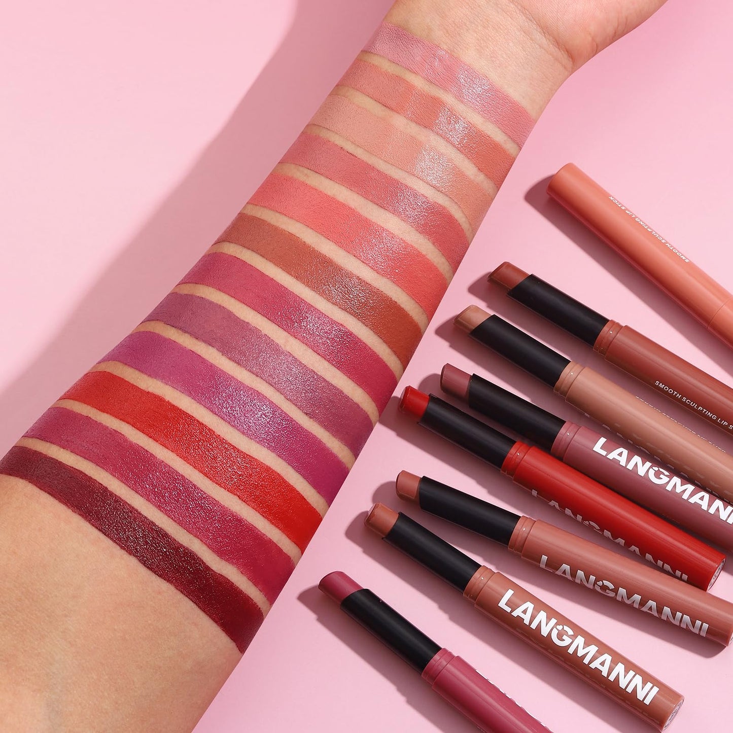 Jolilab 2Pcs Velvet Matte Lipstick Nude Matte Soft Dark Color Stick High Pigmented Long-Lasting Waterproof Lip Stick Lip Balm Beauty Cosmetics Gift for Women（01#+02#
