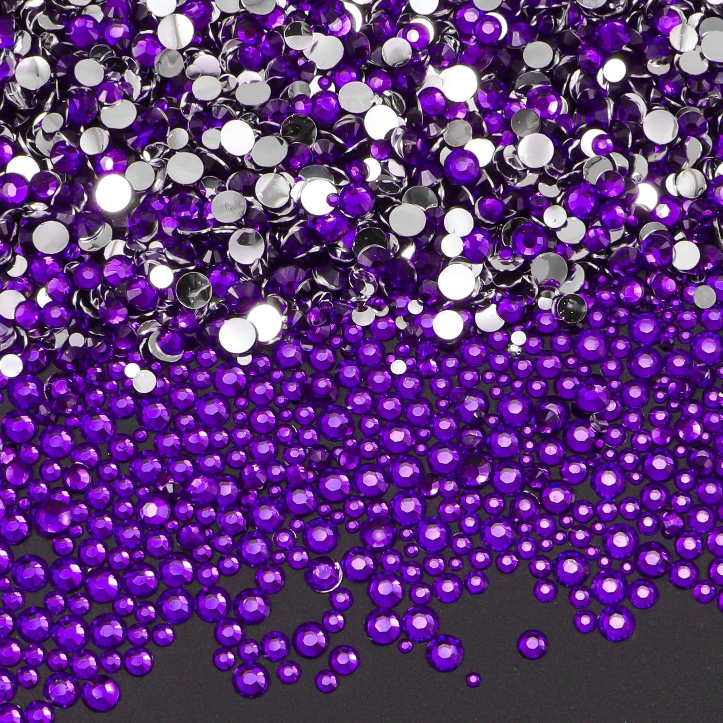 Flatback Rhinestones for Crafts - 10,000 Pcs Black Crystal Gems | 2-5mm Resin Glitter for DIY Nail Art & Clothing Accessories