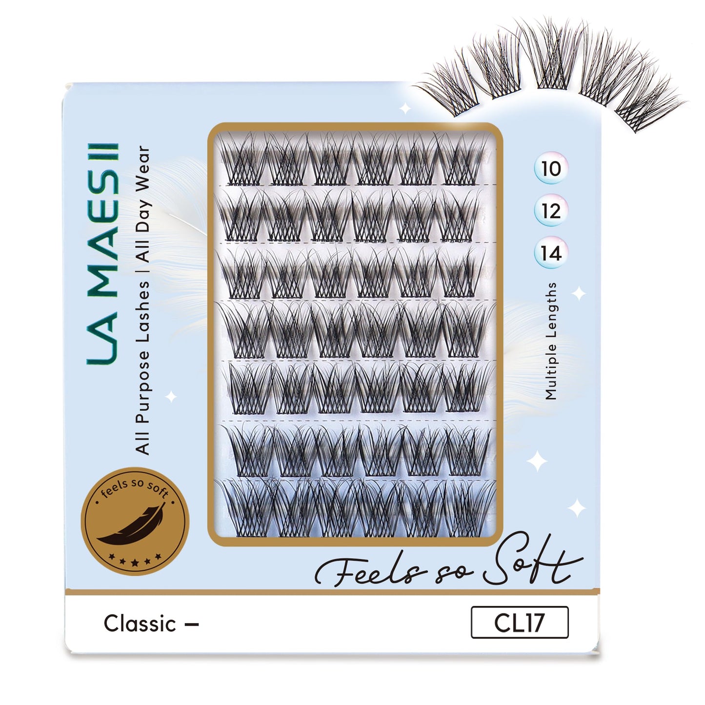 LA MAESII Lash Clusters, 48Pcs Wispy & Natural Eyelash Clusters, Eyelash Extensions with Super Soft Cluster Lashes Reusable 10-14mm Individual Lashes(CL17-C)