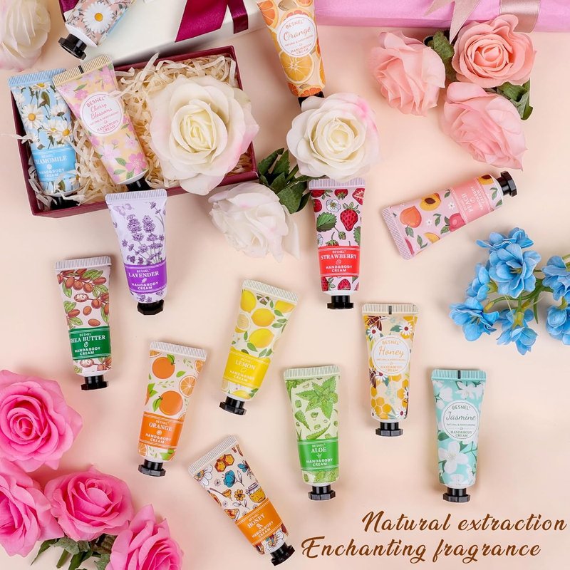 BESNEL Hand Cream Gift Set - 24 Pack Mini Lotion for Dry Hands | Ideal Teacher Appreciation & Graduation Gifts