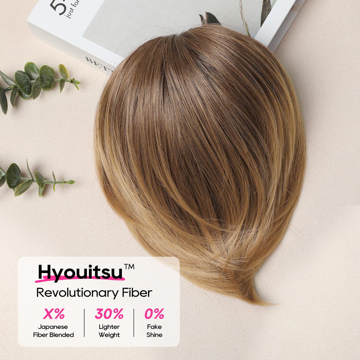 REECHO Ponytail Extension, 8" Short Mini Claw Clip Pony Tail Hair Extensions Natural Soft Feather-Light Tension-Free Ponytail Hairpiece for Women - Light Brown with Golden Ends