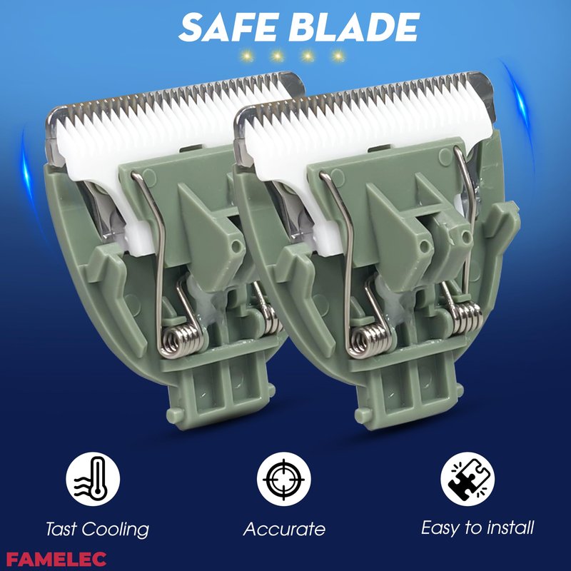 FAMELEC Compatible with Meridian Trimmer Blades, for Meridian Trimmer Replacement Blades Fit for Meridian Electric Body Trimmer, with Green Hygienic Ceramic Blade for Meridian Shaver (Onyx & Sage)