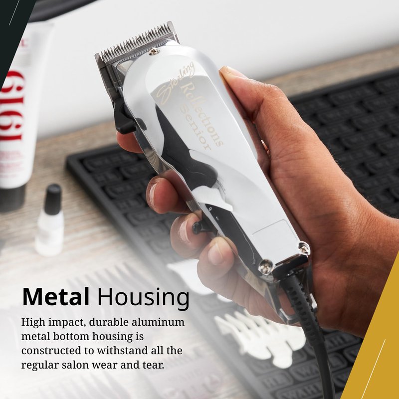Wahl Professional Reflections Senior Clipper, V9000 Motor Corded Electric Hair Clipping Tool, Adjustable Taper Lever, Metal Housing