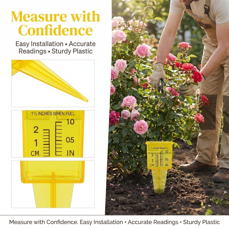 Housoutil 1.5 Inch Rain Gauge Sprinkler, 4PCS Rain Sprinkler GaugeOutdoor, Lawn Water Gauge, Measuring Tool for Accurate Rainfall Monitoring, Precision Measuring Cups for Garden Yard Grass Watering