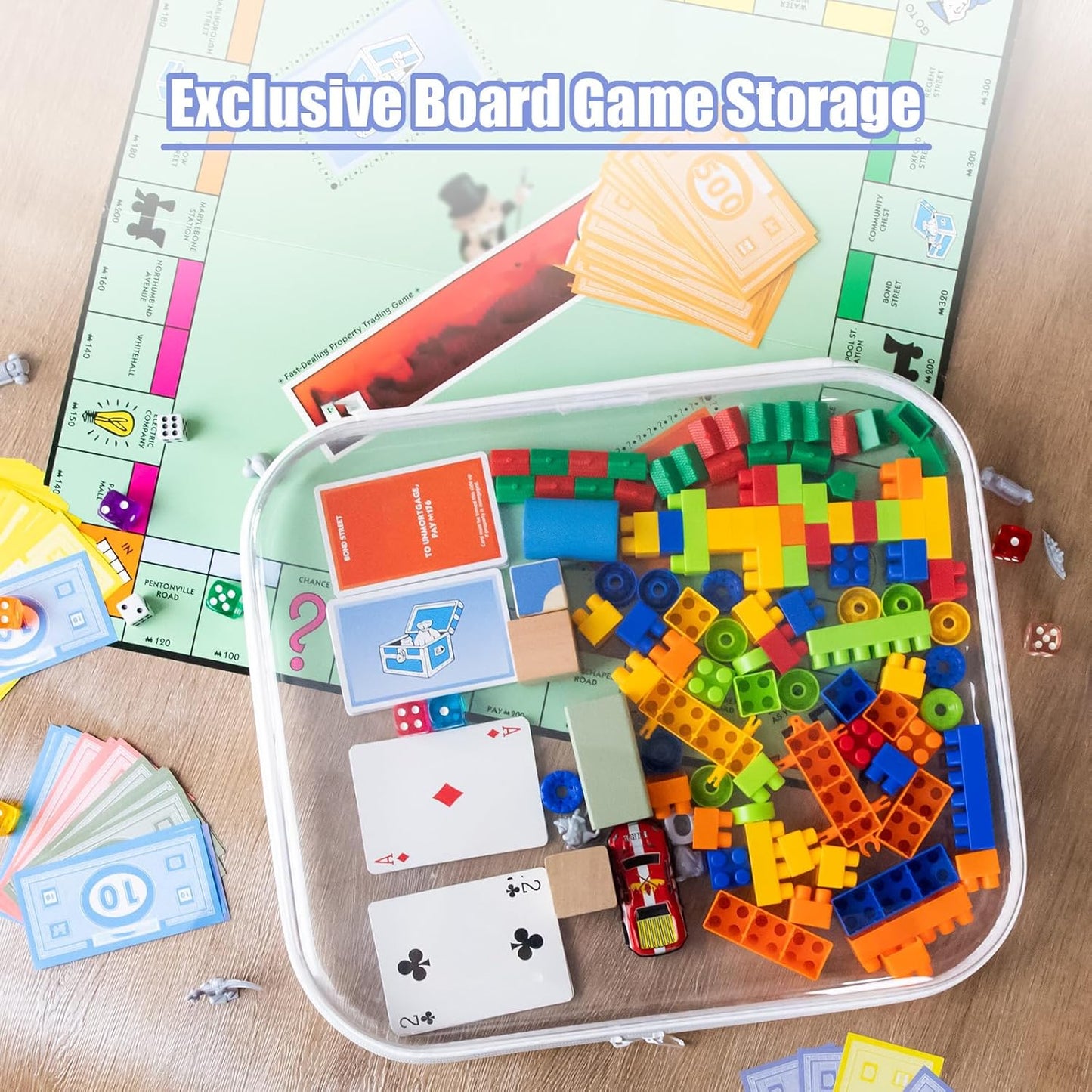 Extra Large Clear Board Game Storage Case - 3 Pack Hard Shell Organizer for Cards, Puzzles & Documents | 13.8 x 11.8 in