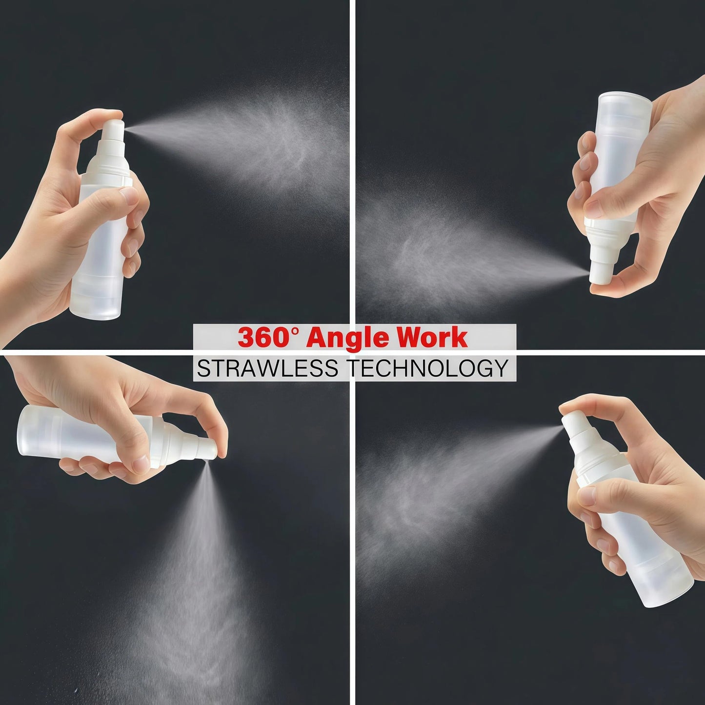 360° Angle Work - Small Spray Bottle | 1oz/30ml - Mini Spray Bottle - TSA Approved Travel Bottles | Portable Refillable Leak Proof | For Perfume Toner Hair spray Facial Moisturizing | 1oz/30ml-Pack 2