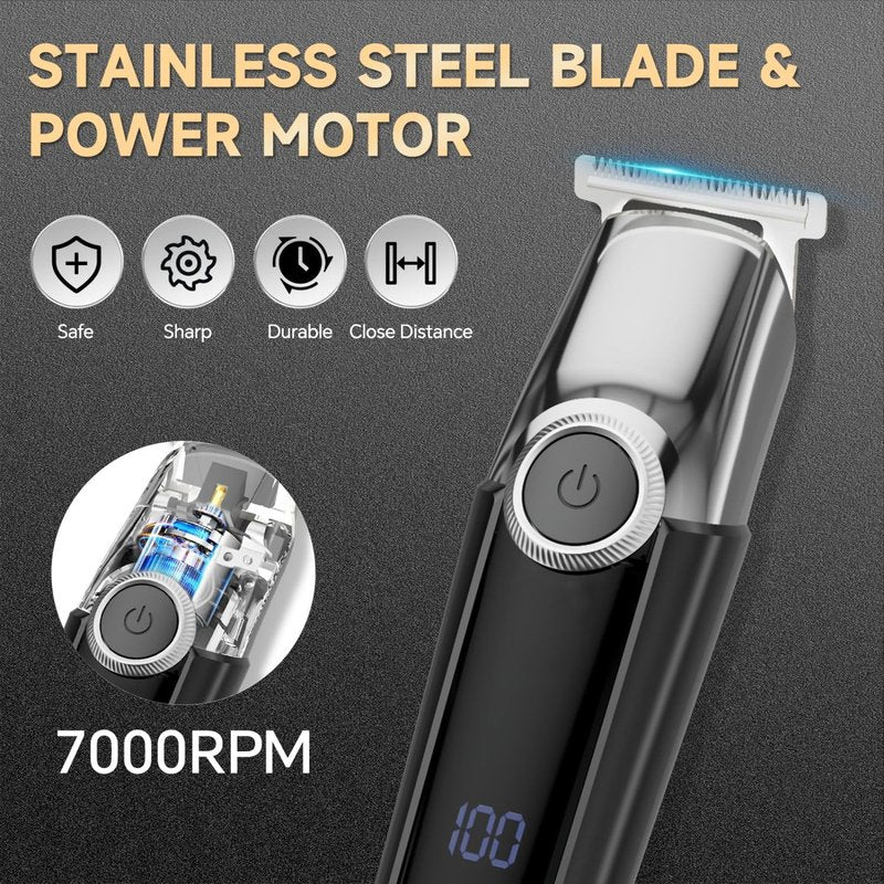SilkGlow Beard Trimmer for Men, 5 in 1 Mens Electric Razor for Men, Cordless Hair Clippers, Waterproof Grooming Kit for Shaving Face, Mustache, Body, Ear, Nose Hair Trimmer, Gift for Men, Black
