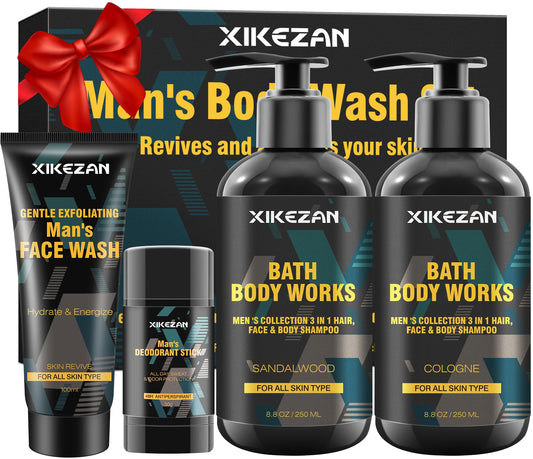 Mens Gifts for Men,Mens Skin Care Kit,Nourishe & Hydrate Skin w/Face Wash,Scrub,Lotion,Cream,Deodorant,Stocking Stuffers for Him Unique Christmas Gifts for Men Him Dad Husband Boyfriend Teen Boy