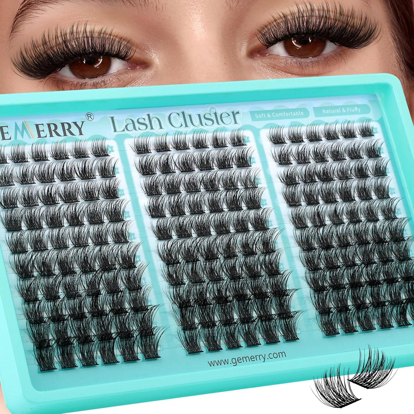 GEMERRY Wispy Lash Clusters - D-Curly Individual Eyelash Extensions | 8-16MM Lightweight DIY Lashes