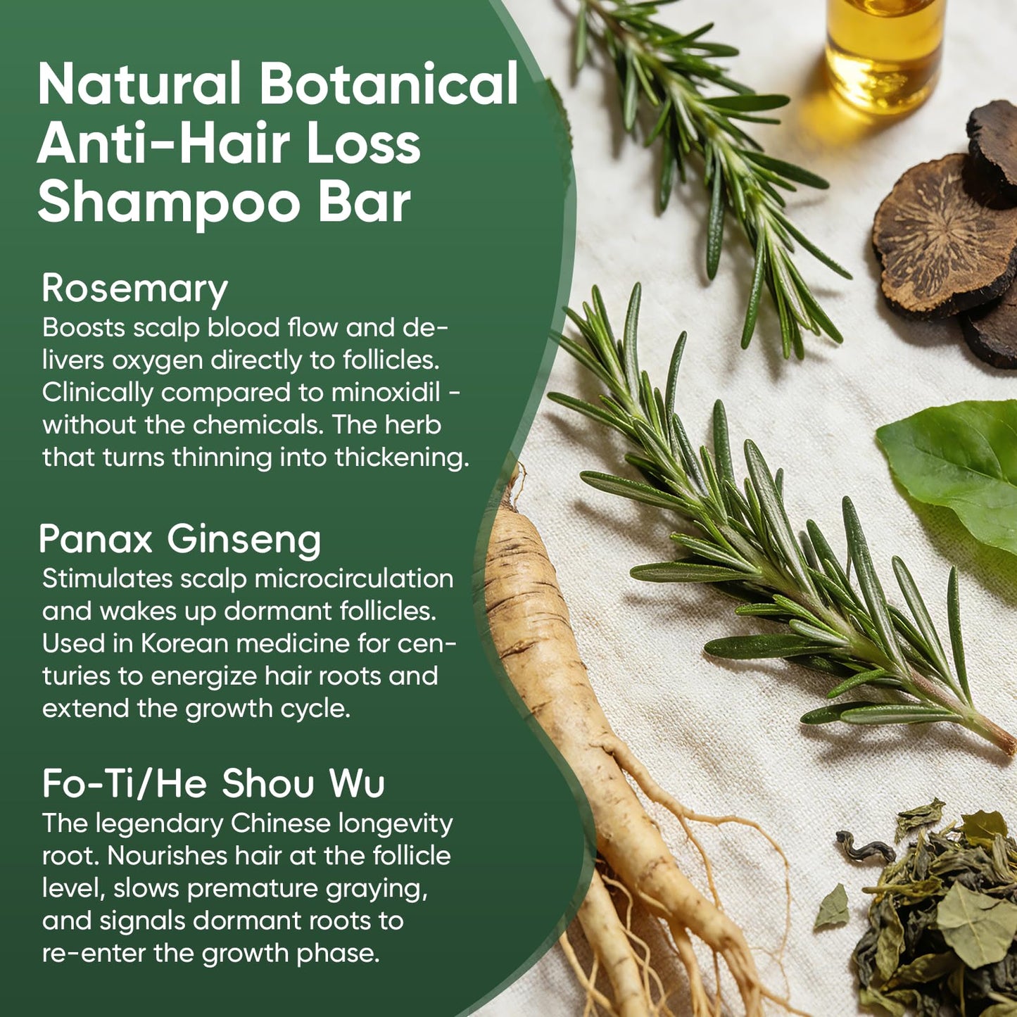 Pwkvsn Scalp Care Shampoo Bar, Rosemary Triangle Regrowth Shampoo Bar for Dry, Oily & Sensitive Scalp, Natural Botanical Anti-Hair Loss Hydrating Green Hair Care Soap (2)