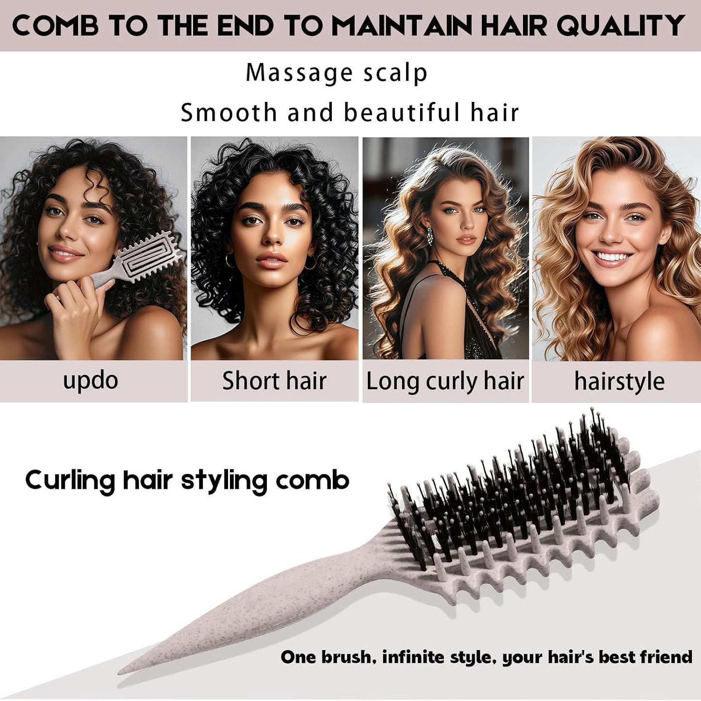 Curly Hair Brush - Candybrush Curl Defining Tool for Detangling & Shaping | Ideal for Wet & Dry Hair (Black)
