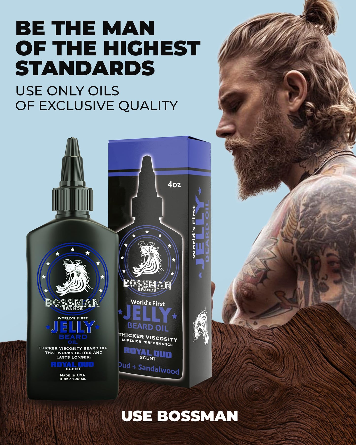 Bossman Jelly Beard Oil for Men - 3 Pack (12 oz in Total, Royal Oud Scent) – Softens, Moisturizes & Conditions with Natural Ingredients