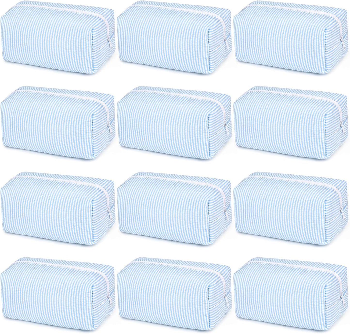 Bridesmaid Proposal Gifts - 6PCS Corduroy Blue Makeup Bags | Wedding Party Favors & Toiletry Organizers