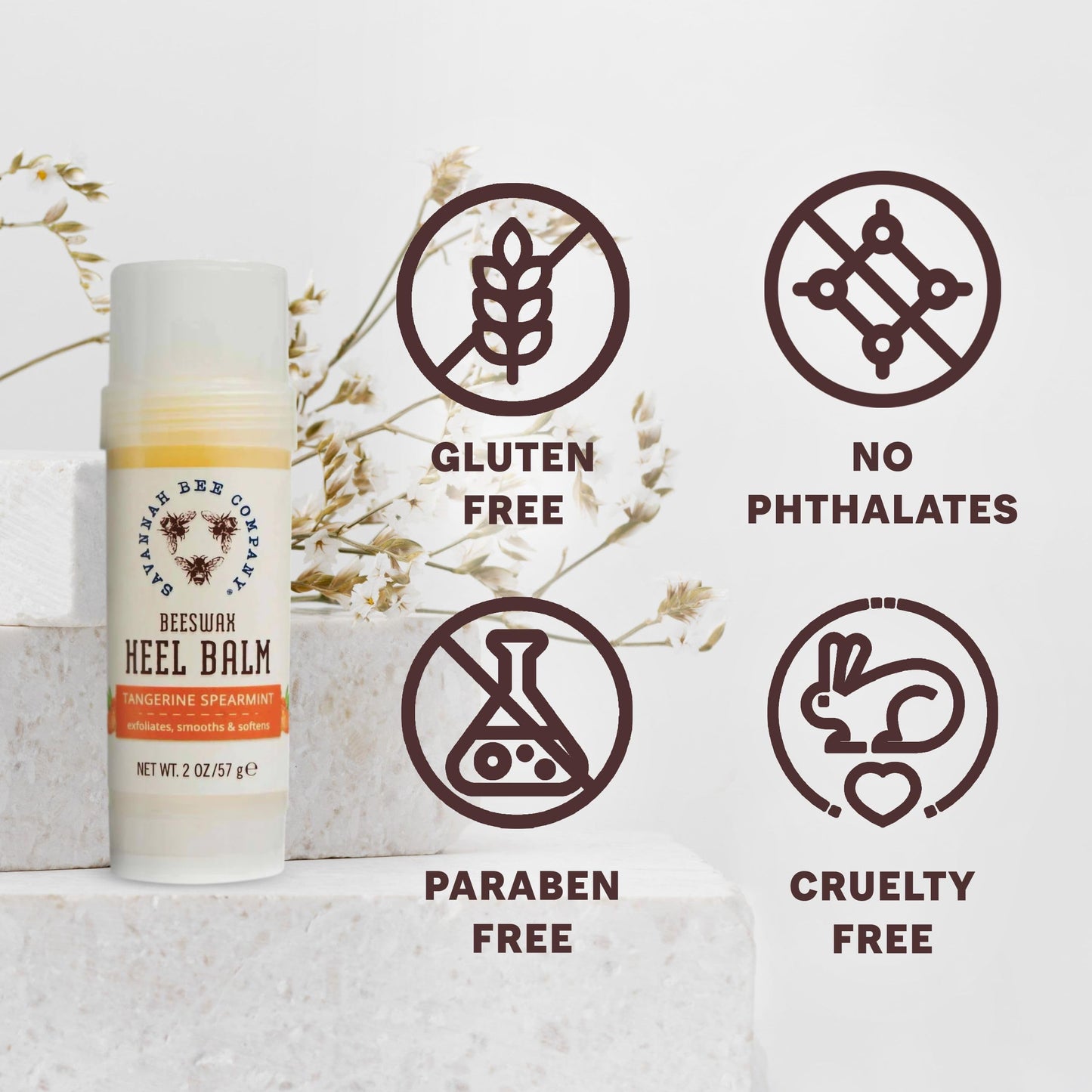 Savannah Bee Company Beeswax Heel Balm - Foot Balm for Cracked Heels with Tangerine Fragrance