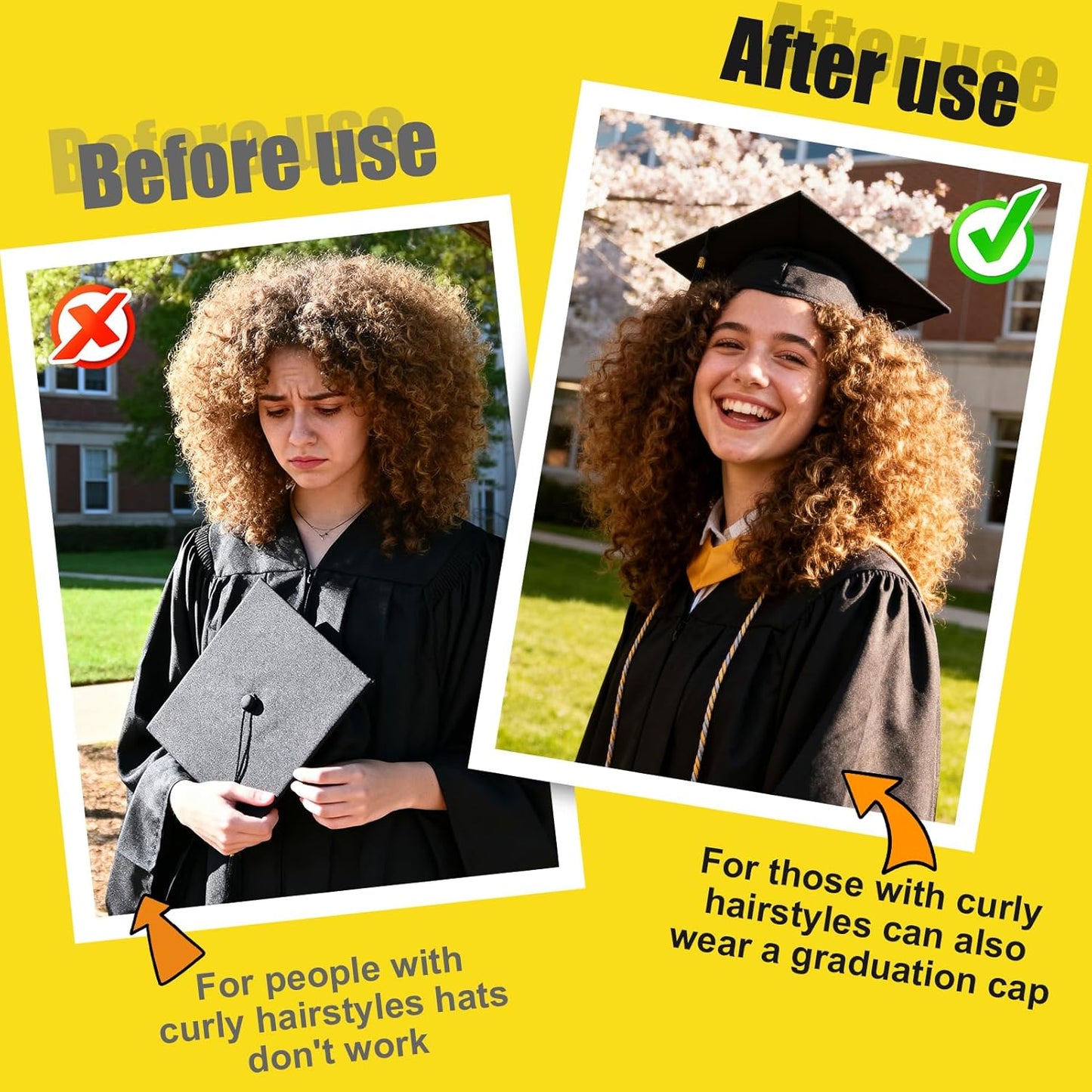 Graduation Cap Headbands - 2 PCS Adhesive Felt Hair Bands | Perfect Hat Accessories for Graduates