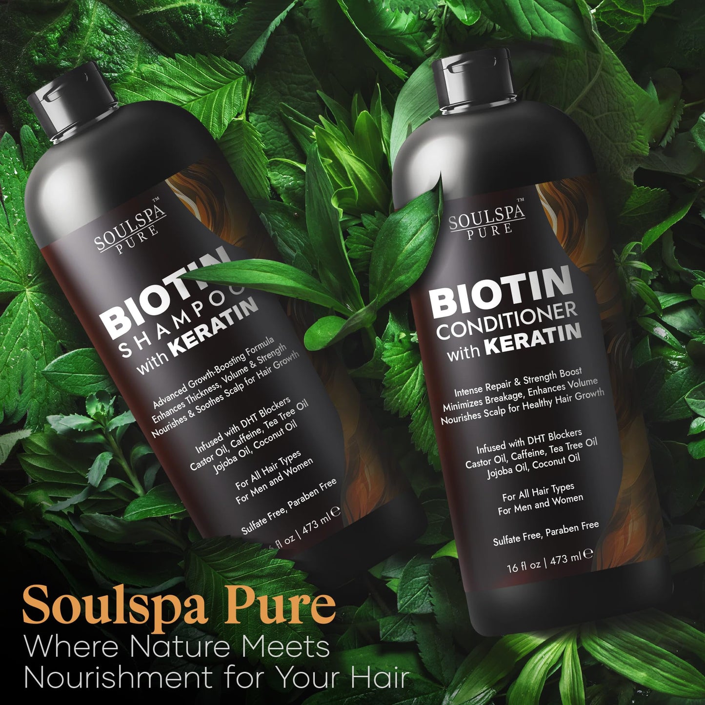 Biotin Shampoo and Conditioner Set with Keratin - 16 fl oz Each