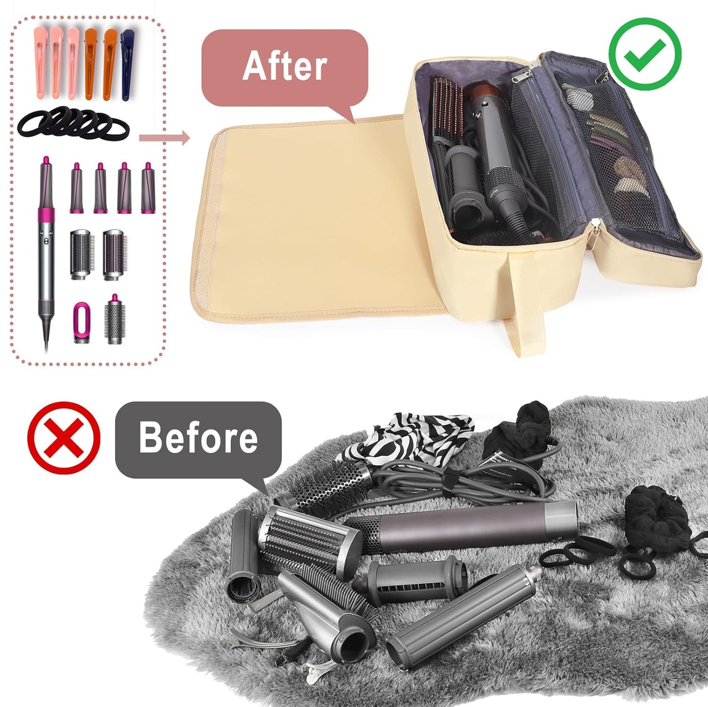Portable Hair Tools Travel Bag - Heat Resistant Pad for Straighteners & Curling Irons | Essential Storage for Women