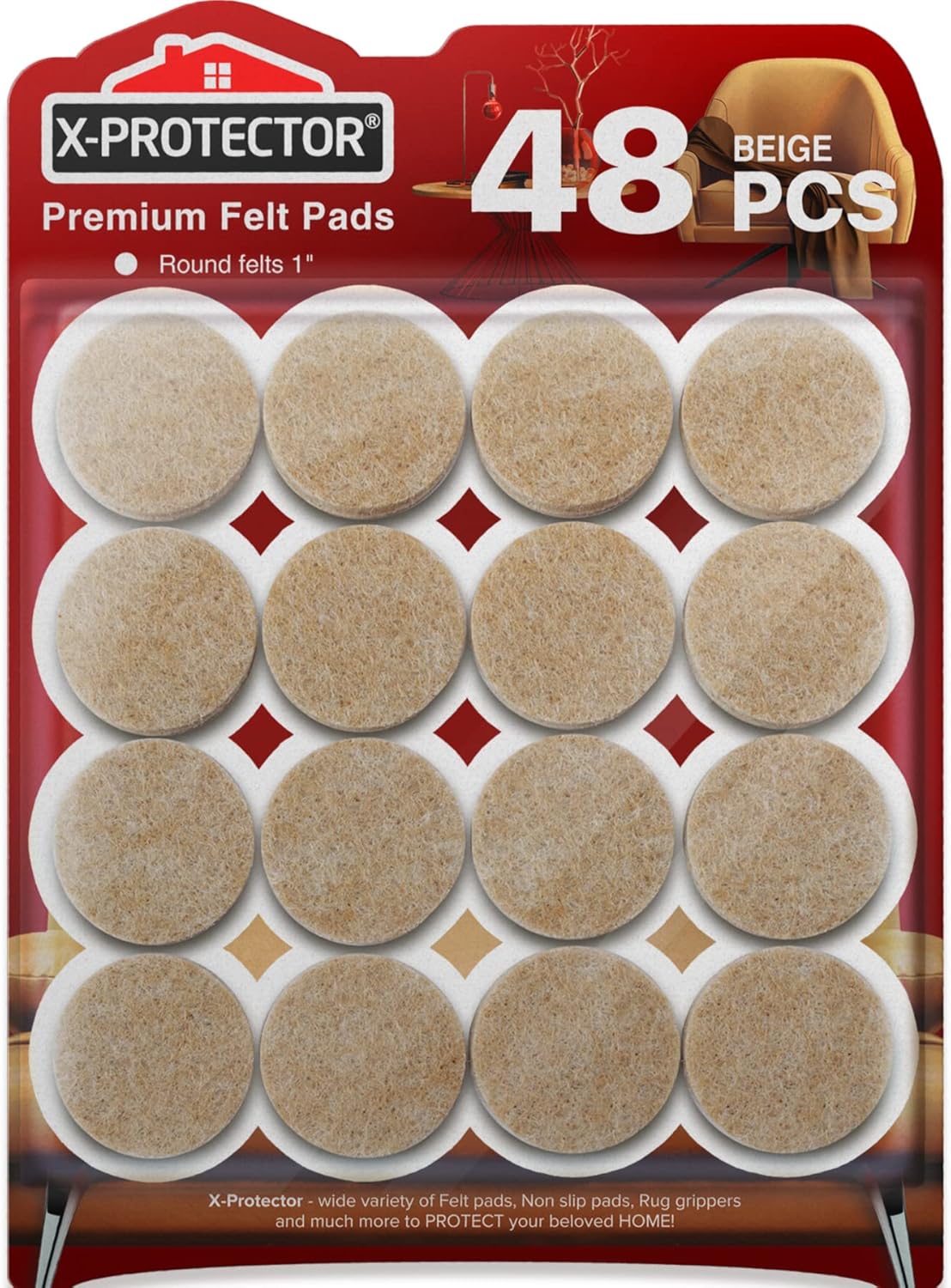 X-PROTECTOR Felt Furniture Pads - 133 PCS Premium Floor Protectors for Hardwood & Laminate | Brown & Beige