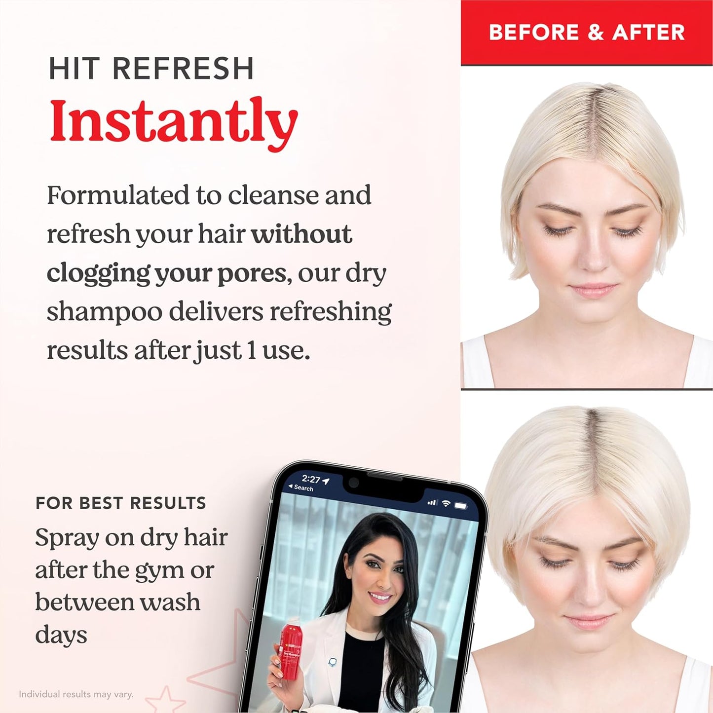 HAIRtamin Peptide Dry Shampoo for Women - Volumizing Texture Spray for All Hair Types | Procapil 3% Biotin & Rosemary Oil