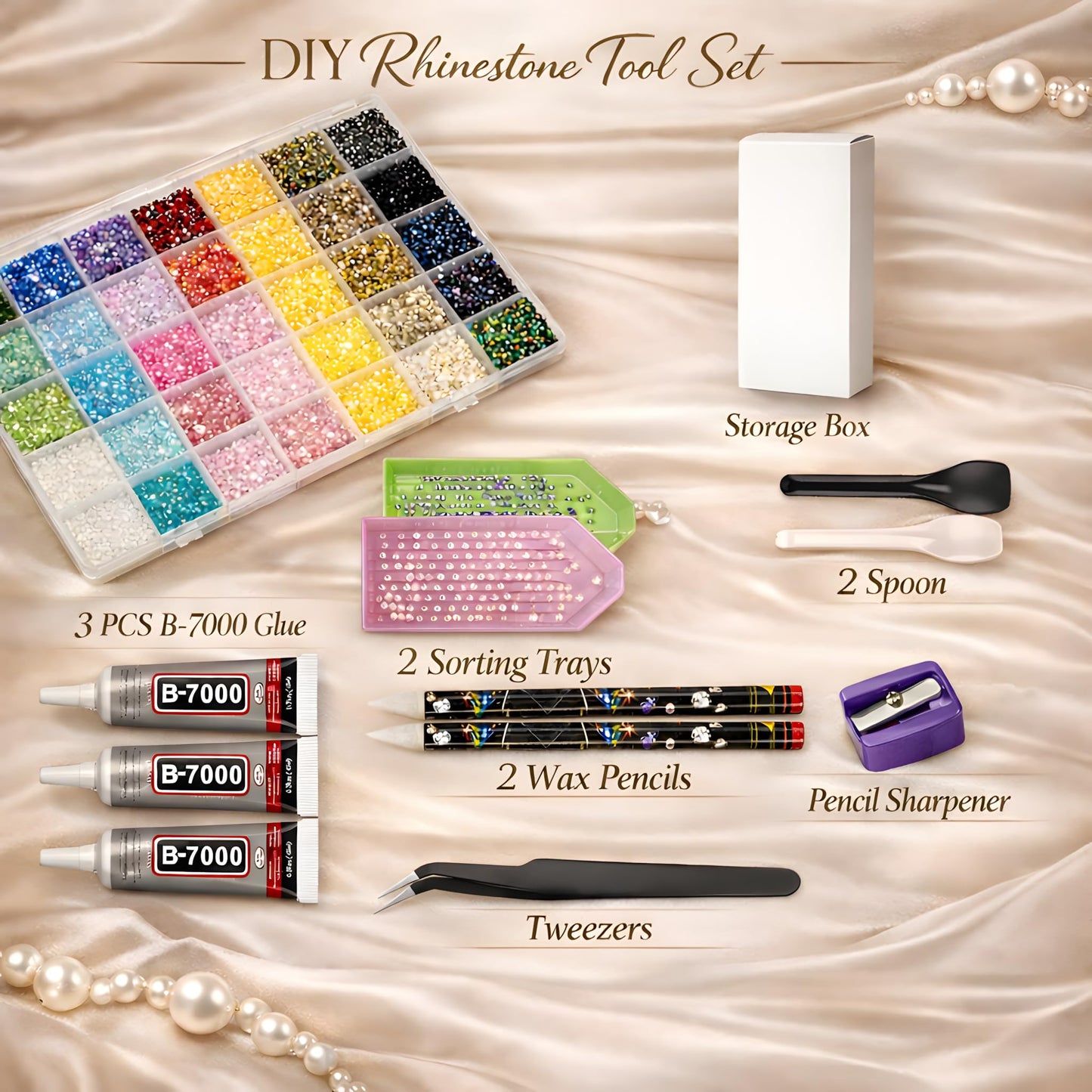 SHATANG Bedazzling Kit with Rhinestones, 40000 Pcs 40 Colors 3mm Flatback Resin Jelly Rhinestones with 3 B7000 Glues and Tools, Large Rhinestone Kit for Tumblers, Shoes, Phone Cases, Crafts