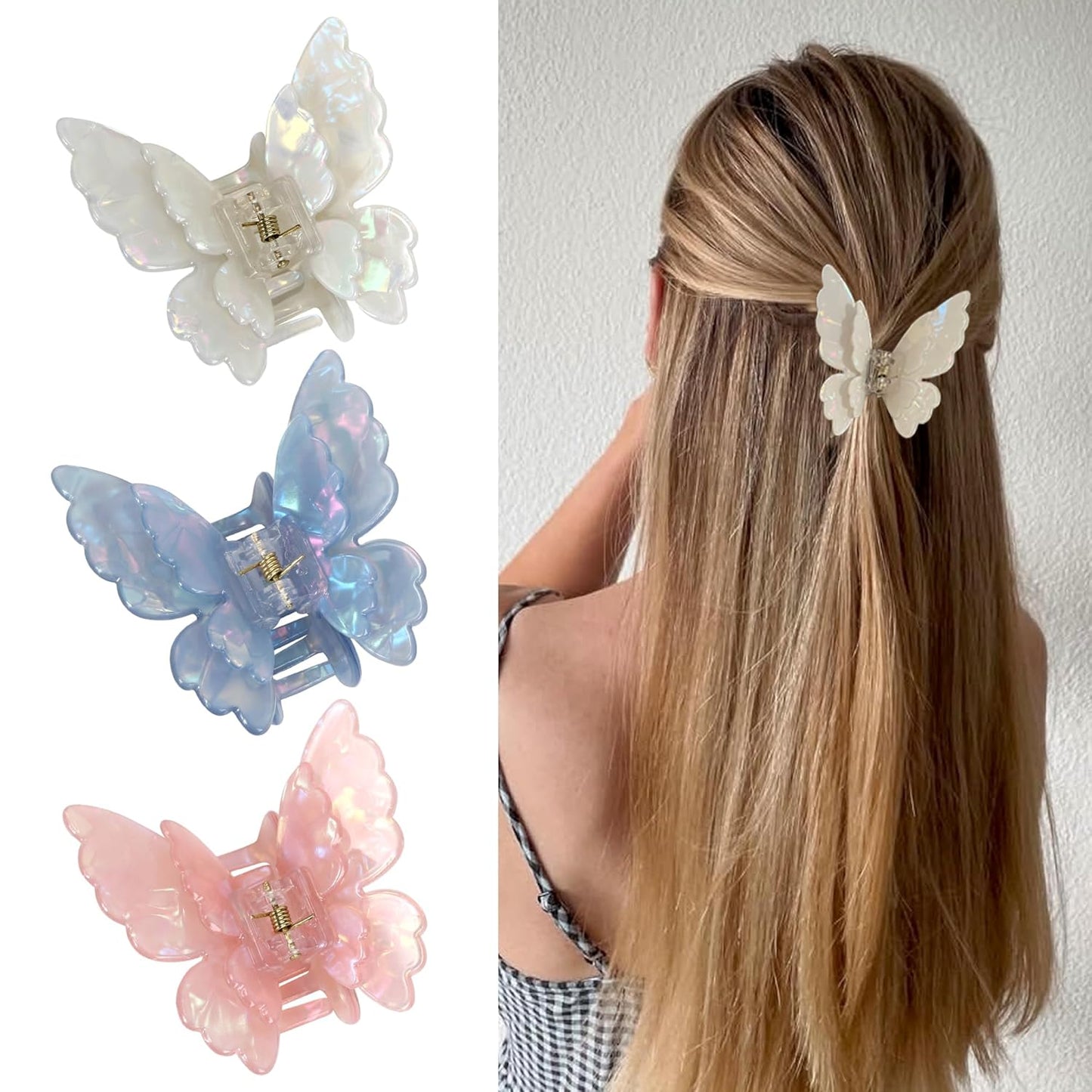 Big Hair Claw Clips - 5.1-Inch Jelly Clips for Long, Thick Hair | Set of 4