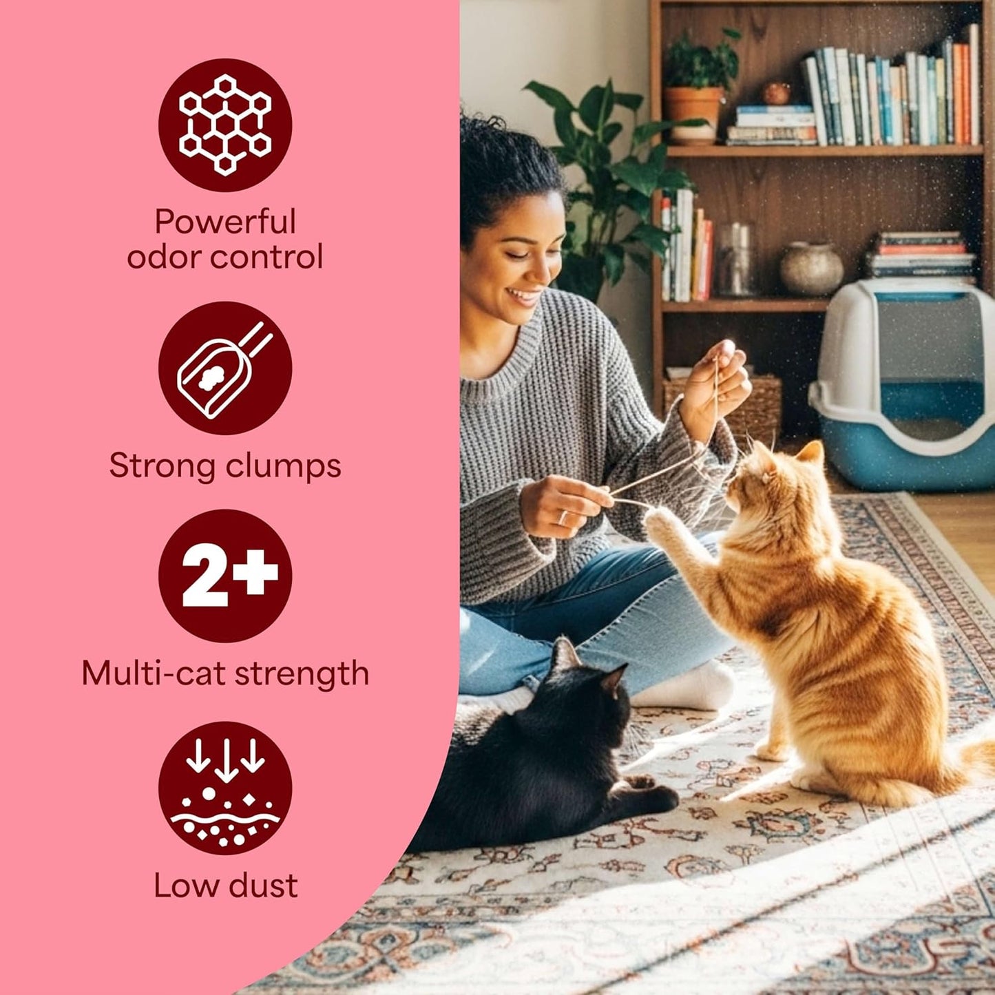 Fresh Step Cat Litter - Odor Shield Multi-Cat Clumping Formula with Febreze Freshness | 14 lb, Low Dust, Ammonia Block Technology
