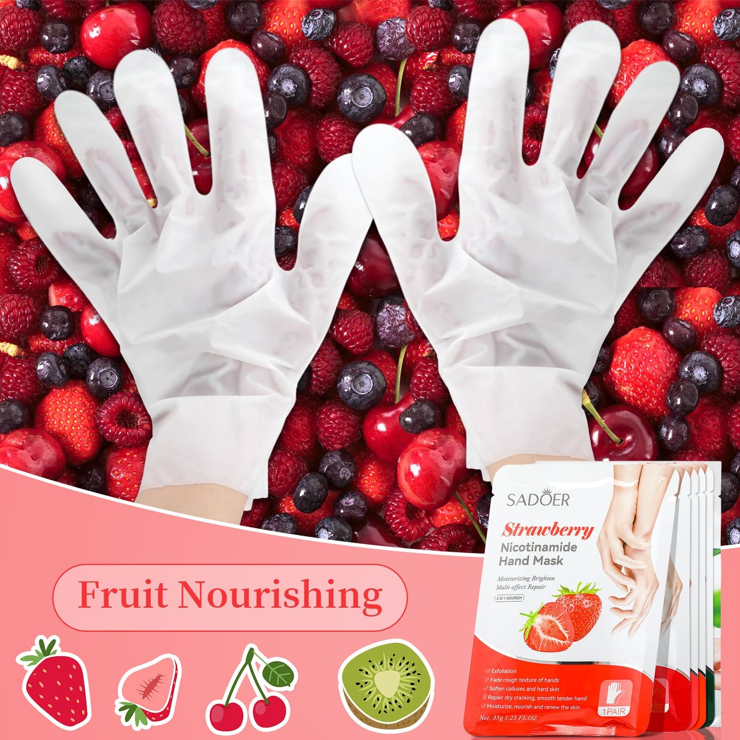 Swiffen 48 Pcs Fruits Beauty Hand Foot Mask Bulk Hydrating Hand Foot Moisturizing Gloves Shea Butter Aloe Mask for Spa Skincare Beauty Kits Self Care Gift for Women Girl Sister