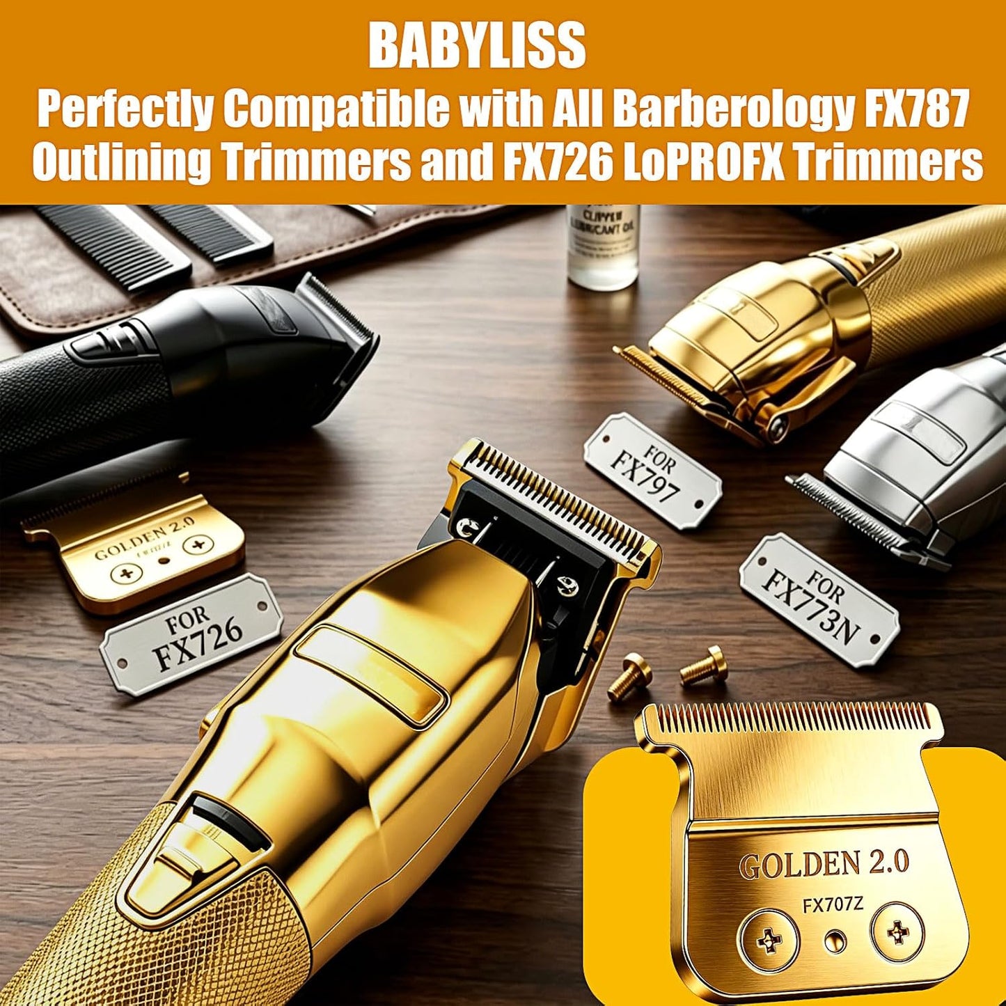 BaByliss PRO Replacement Blade - Compatible with FX787, FX799 & LoPROFX FX726, FX729 | Gold - 2PCS