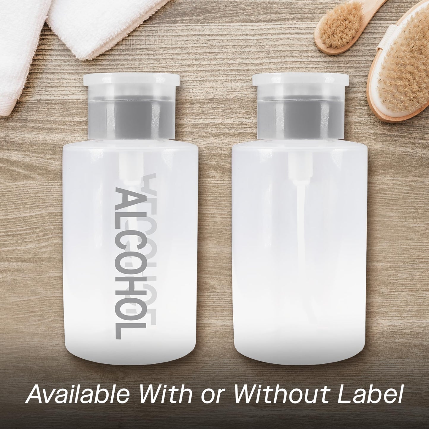 Liquid Push Down Alcohol Dispenser- Clear Bottle- Labeled - 9 Oz Bottle