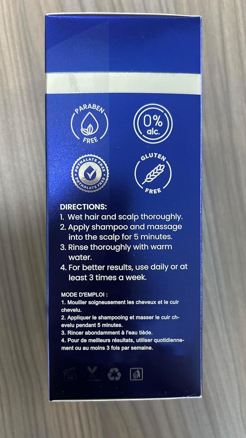 Biotin Hair Growth Shampoo for Men - Natural Thickening with Tea Tree Oil & Ginseng | 10.1 fl. oz, Dark Blue
