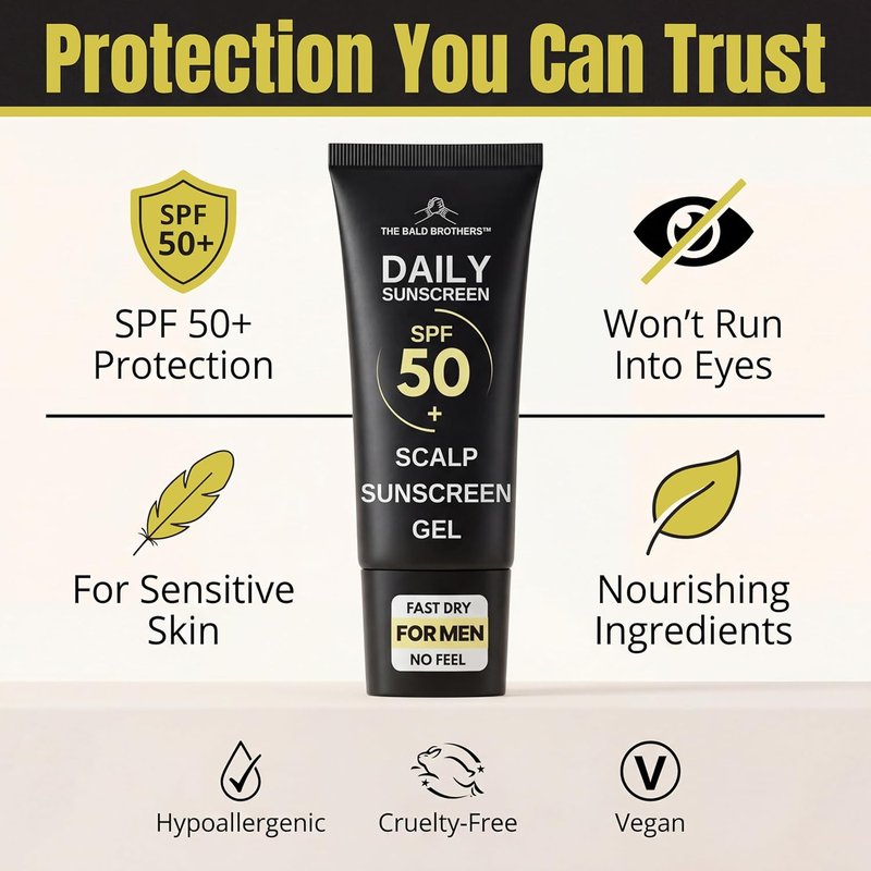 Daily Scalp Sunscreen SPF 50+ - Fragrance-Free Bald Head Care | Matte, No Grease, Vegan Formula