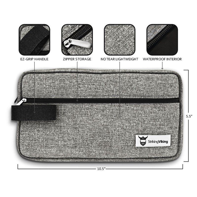Striking Viking Grooming Kit - Premium Care Products for Men with Beard Shampoo, Oil, Balm Butter, Brush, Wooden Comb, Mustache Scissors & Toiletry Bag