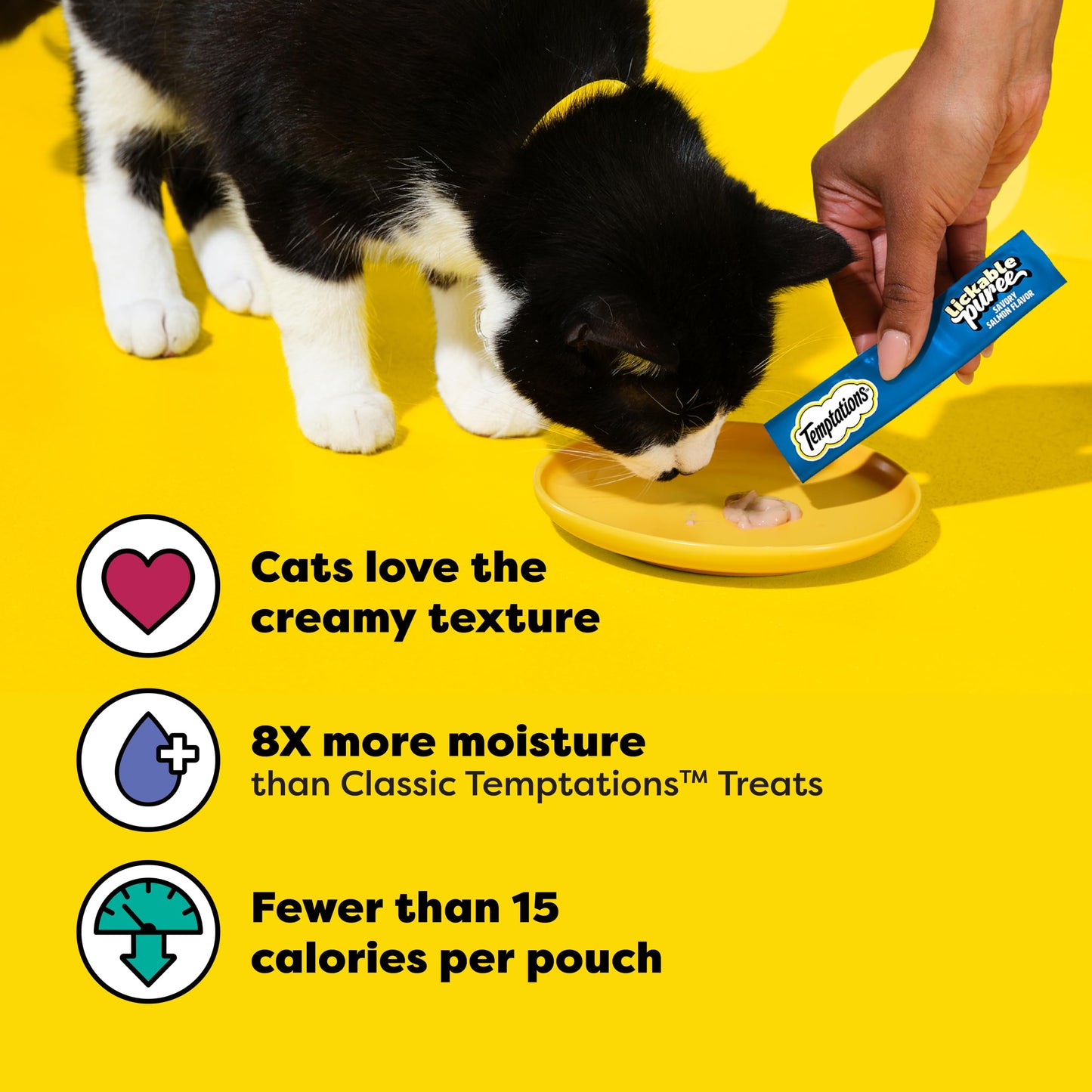 Temptations Creamy Puree Cat Treats, Chicken, Salmon & Tuna, 24 Count