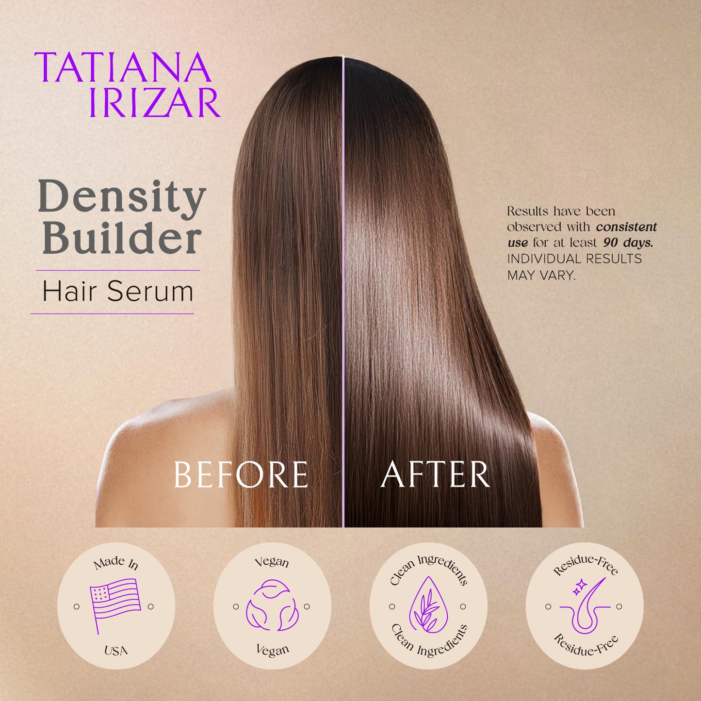 Hair Thickening Serum - Hair Density Serum Builder for Women Made in USA 30ml - Clinically Proven Scalp Treatment Non-Greasy - Biotin, Argan, Caffeine & Pea Peptides - Thinning, Fine or Damaged Growth