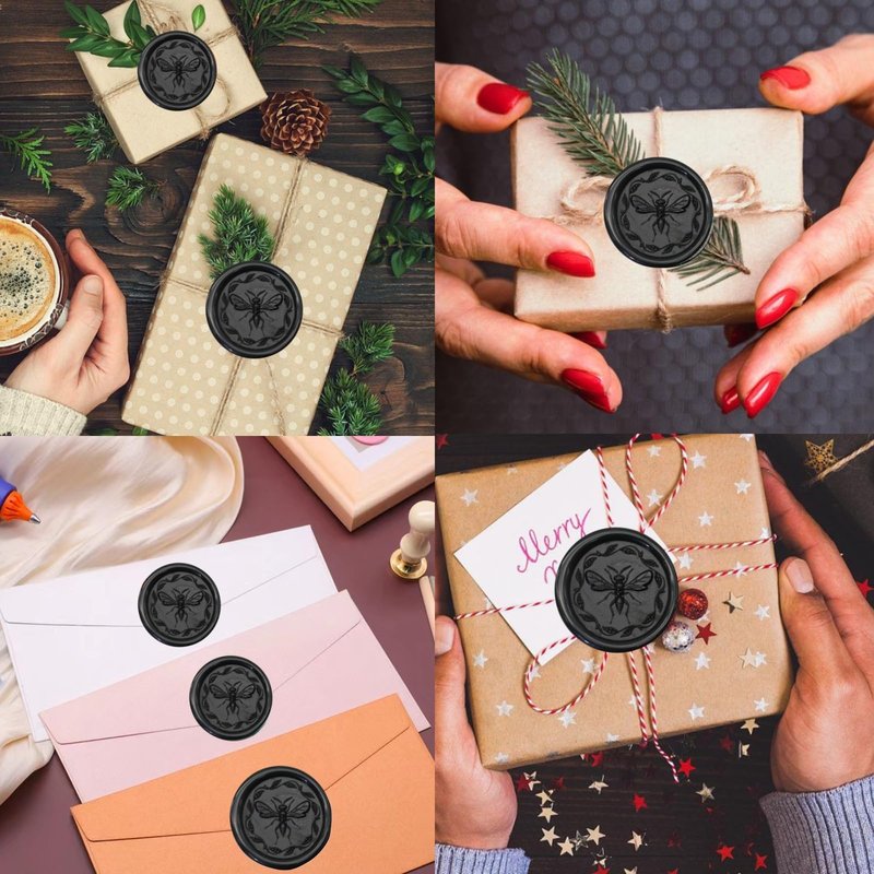 Atopbb 300 Pcs Wax Seal Beads, Sealing Wax Beads, Refilling Octagon Wax Sealing Beads for Wax Stamp Sealing, Perfect for Wedding Invitations, Christmas Cards, Envelopes, Letter Sealing (Black)