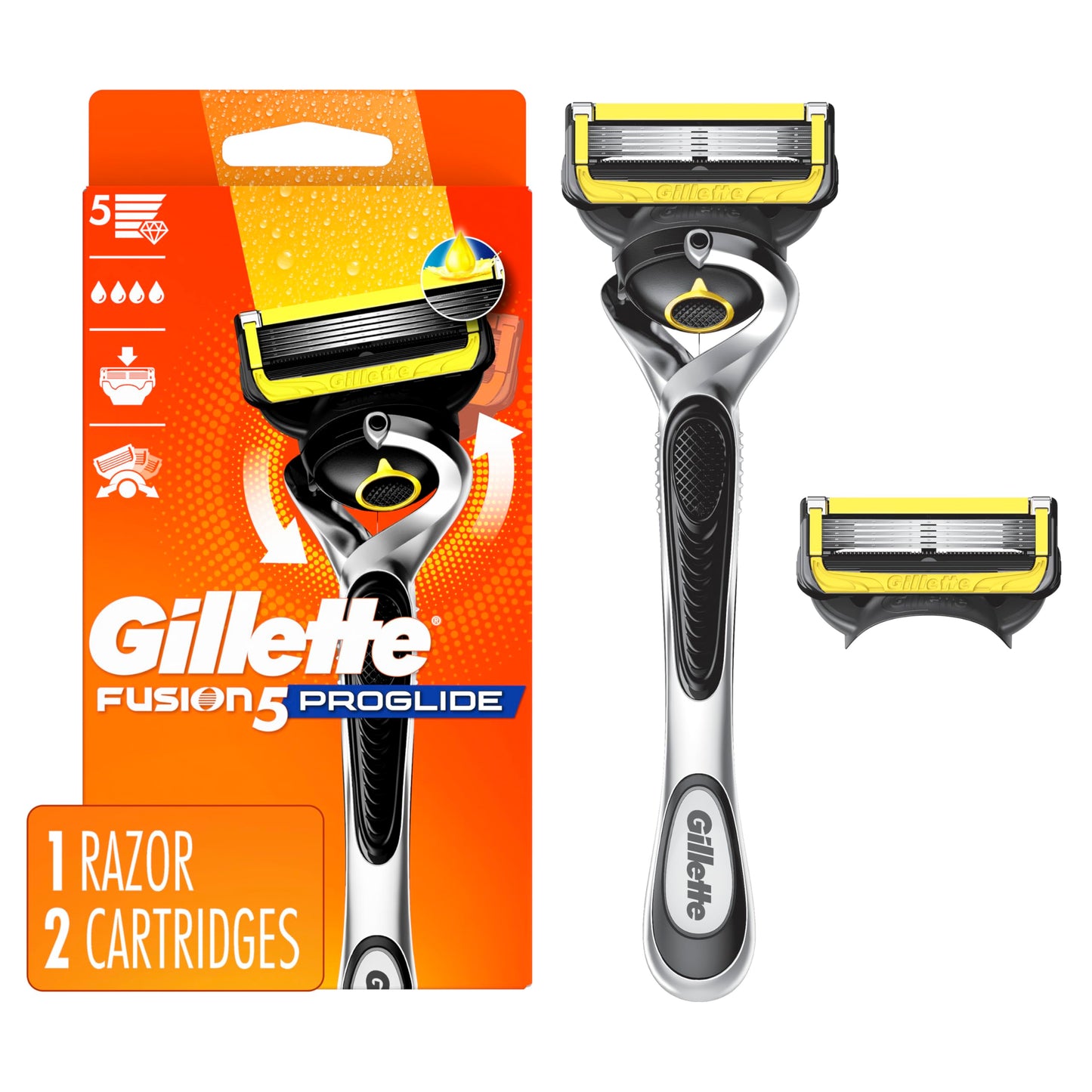 Gillette ProGlide Shield Razor for Men, Handle + 2 Blade Refills