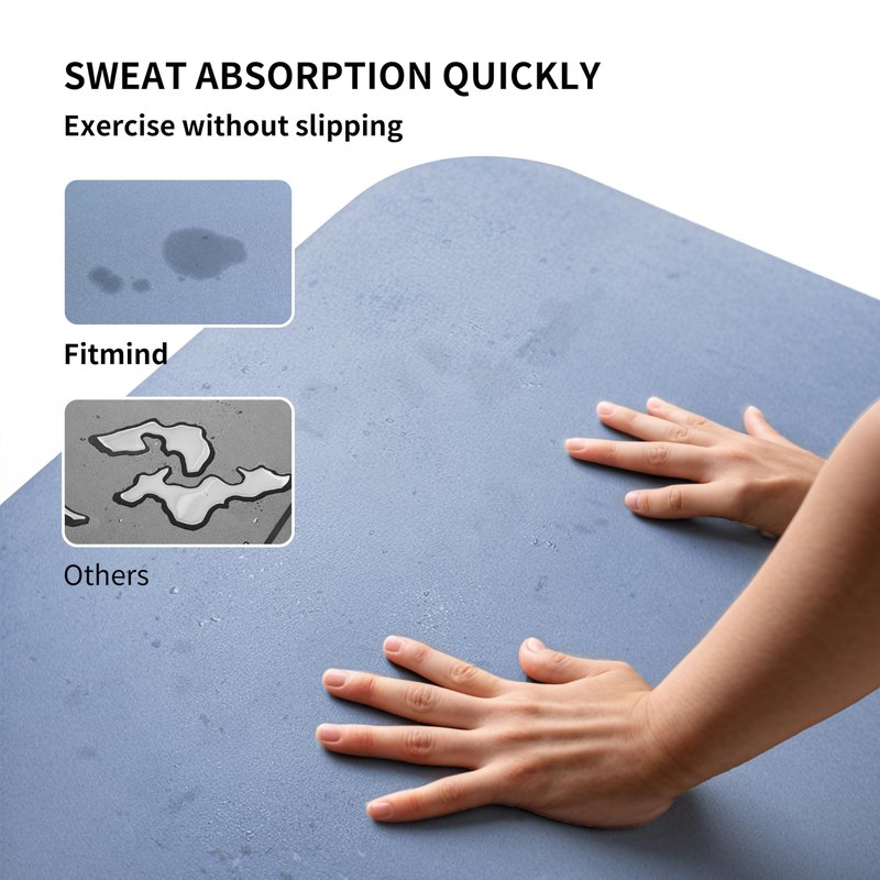 FITMIND Professional PU Rubber Yoga Mat, Double-Sided Non Slip Sweat Resistant Exercise Mat for Men Women, Comfortable Extra Long & Wide for Yoga, Pilates, Fitness, Home Gym, 72"×26.8"×0.18"(4.5mm)Thick