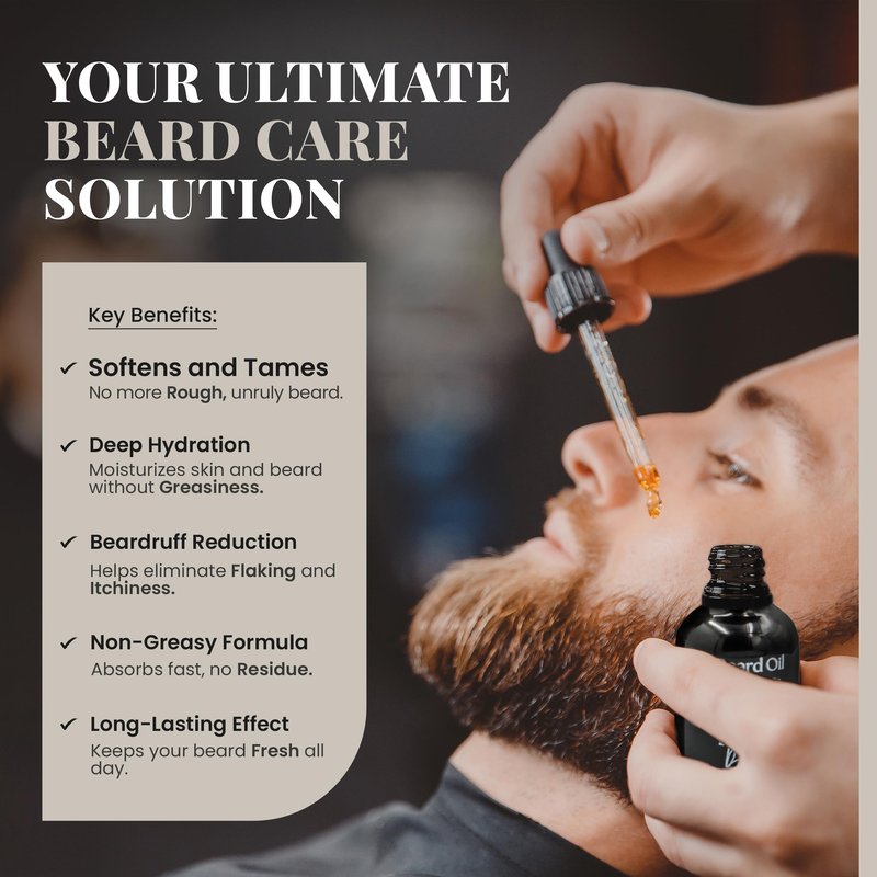PURPLE DUCK Men's Natural Beard Oil – Hydrating & Nourishing Oil for Beard Growth – Organic Formula for a Softer, Fuller Beard – Smoked Vanilla 1 Oz