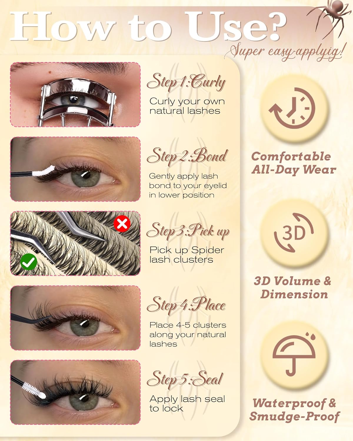 Eyelash Clusters Kit - Natural Wispy D Curl Extensions | 8-16mm Fluffy Individual Lashes for Daily Wear & Parties