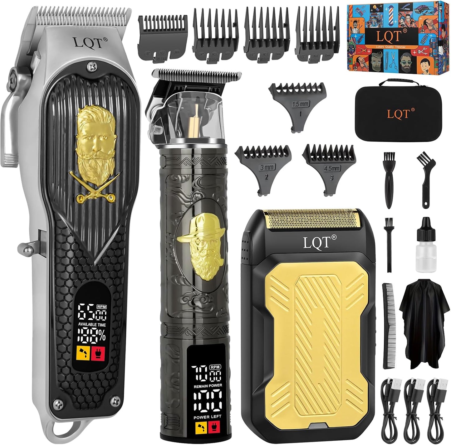 Cordless Hair Clippers & Precision Beard Trimmer Set - USB Rechargeable Grooming Kit with LED Display | Bronze Color