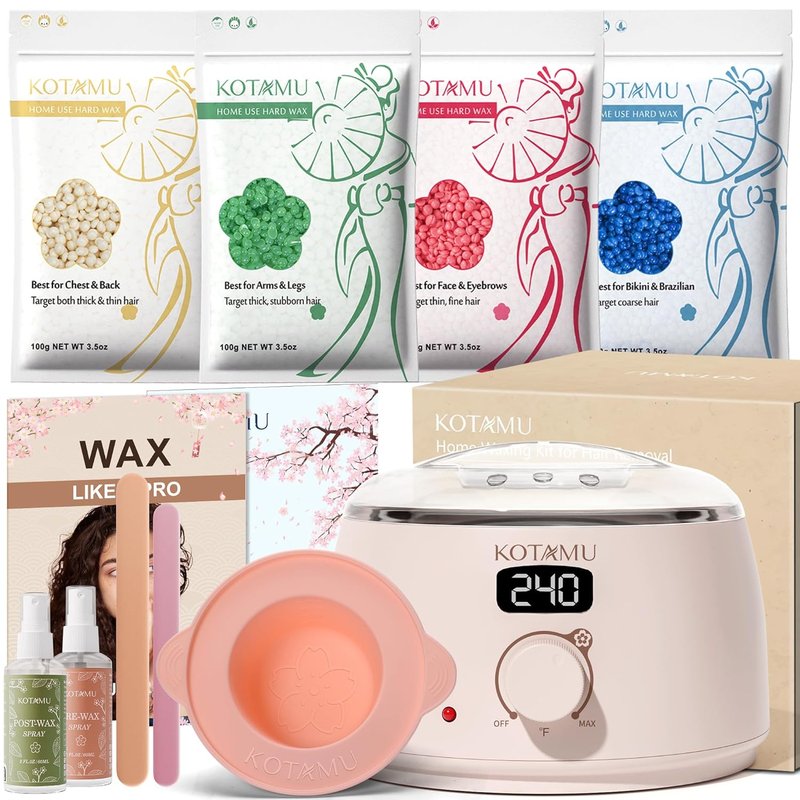 Waxing Kit for Hair Removal - Digital Wax Warmer with Silicone Pot | Ideal for Face, Eyebrows, Arms, Legs & Sensitive Skin