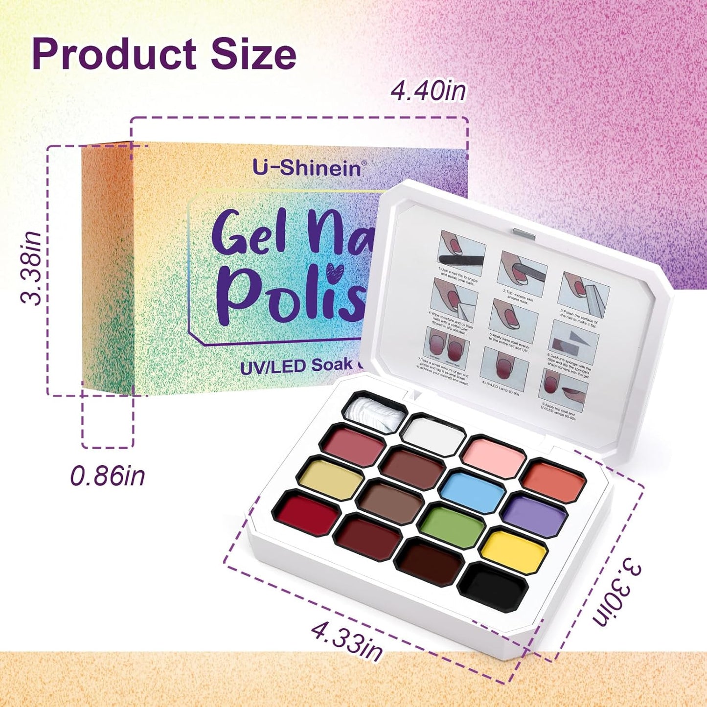 Gradient Painting Gel - 16 Colors Ombre Nail Polish for DIY Nail Art | Long-Lasting Pigmented Gel for French Manicure