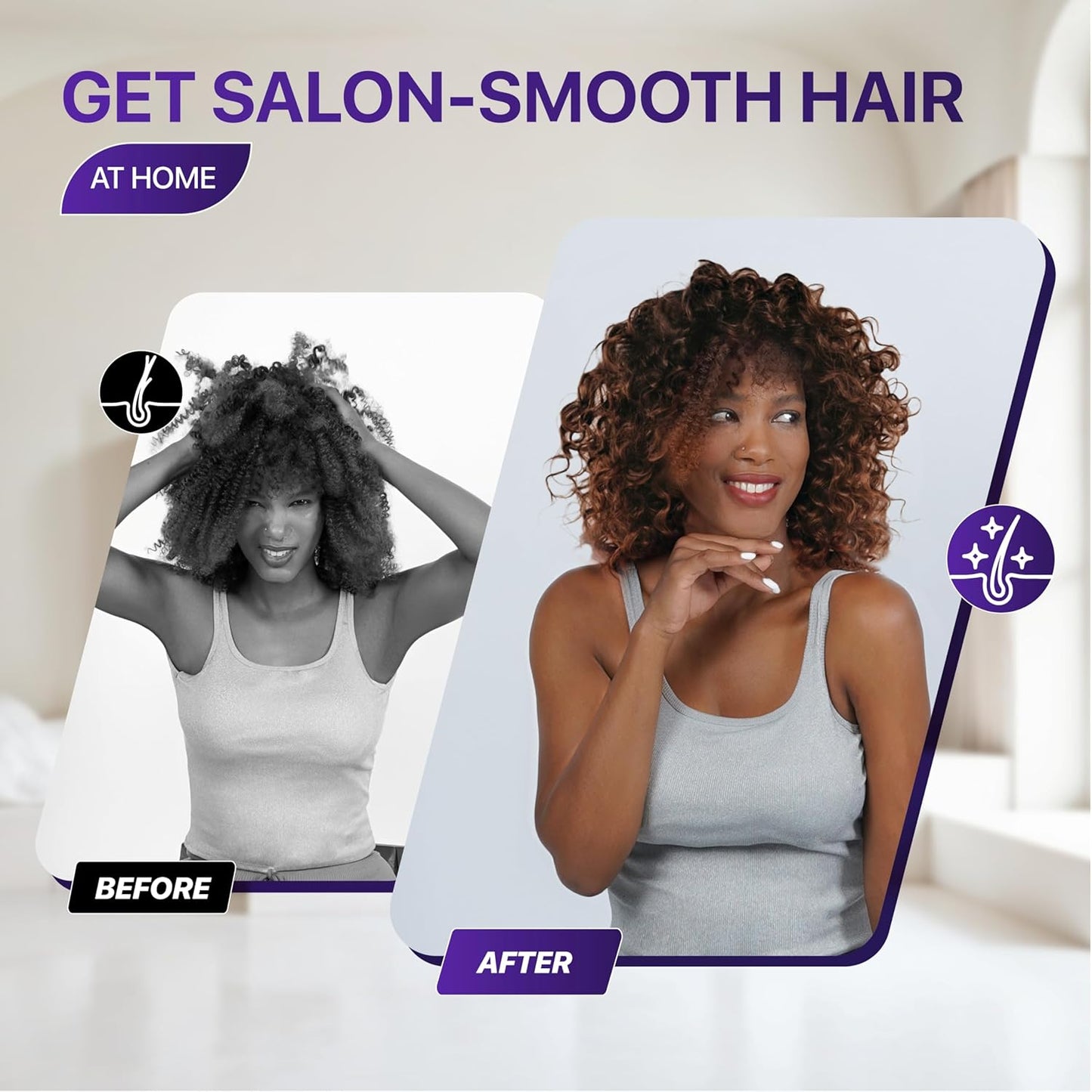 Hair Dryer Bonnet Attachment - Integrated Headband Reduces Heat Around Ears & Neck | Large Purple Diffuser Cap for Curly Hair