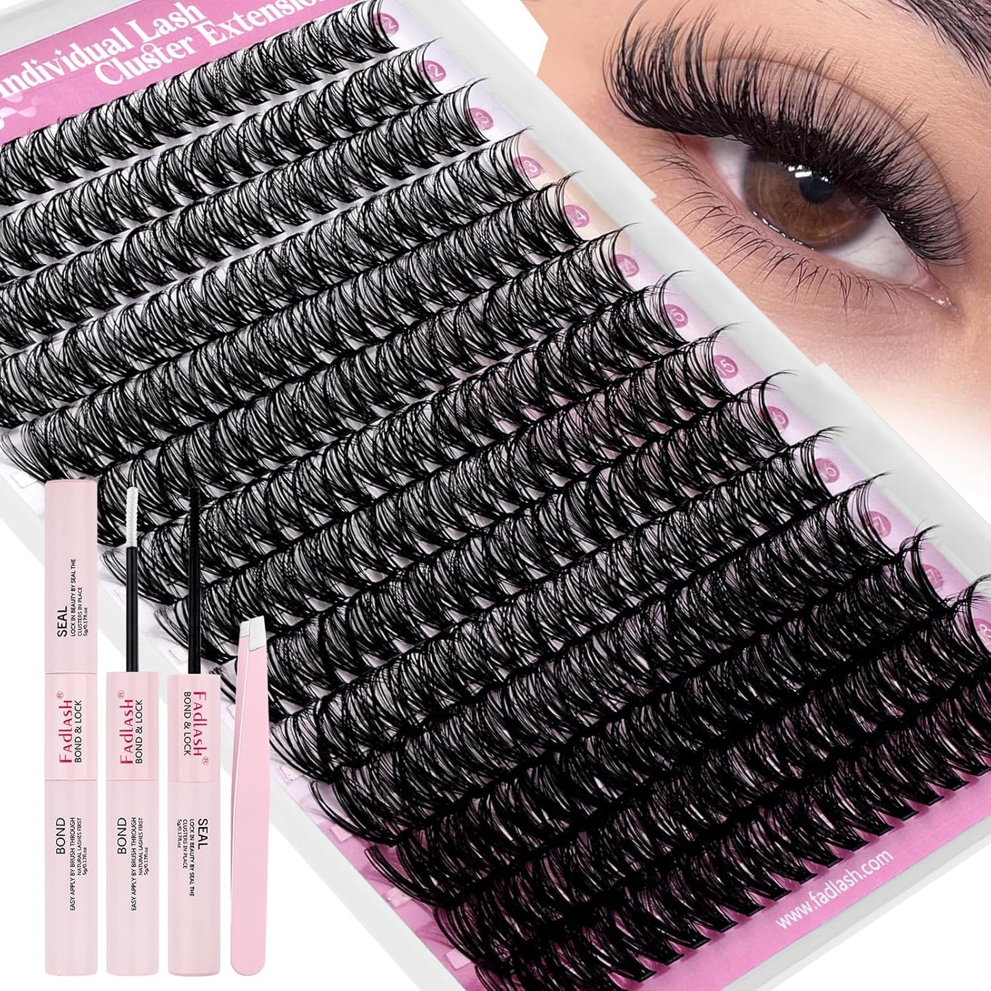 FADLASH Natural Eyelash Clusters - Fluffy 100D/200D Extensions | DIY Home Use, 8-16mm D Curl, 2 Pack