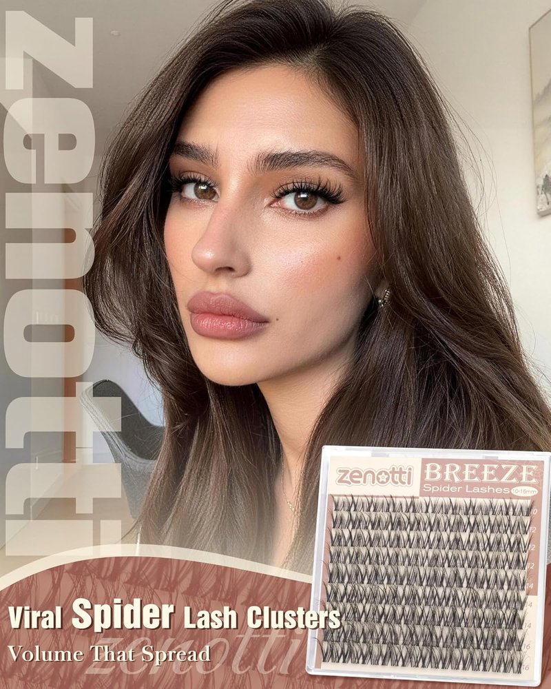 Spider Lash Clusters - Natural Breeze Wispy Eyelash Extensions | D Curl 10-16mm Clear Band Lashes