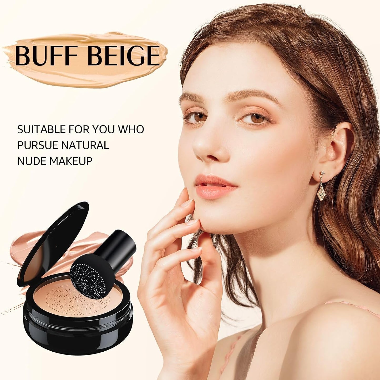 Mushroom Head Air Cushion CC Cream - Waterproof Tattoo Cover Makeup for Mature Skin | Buff Beige, Moisturizing & Long-Lasting