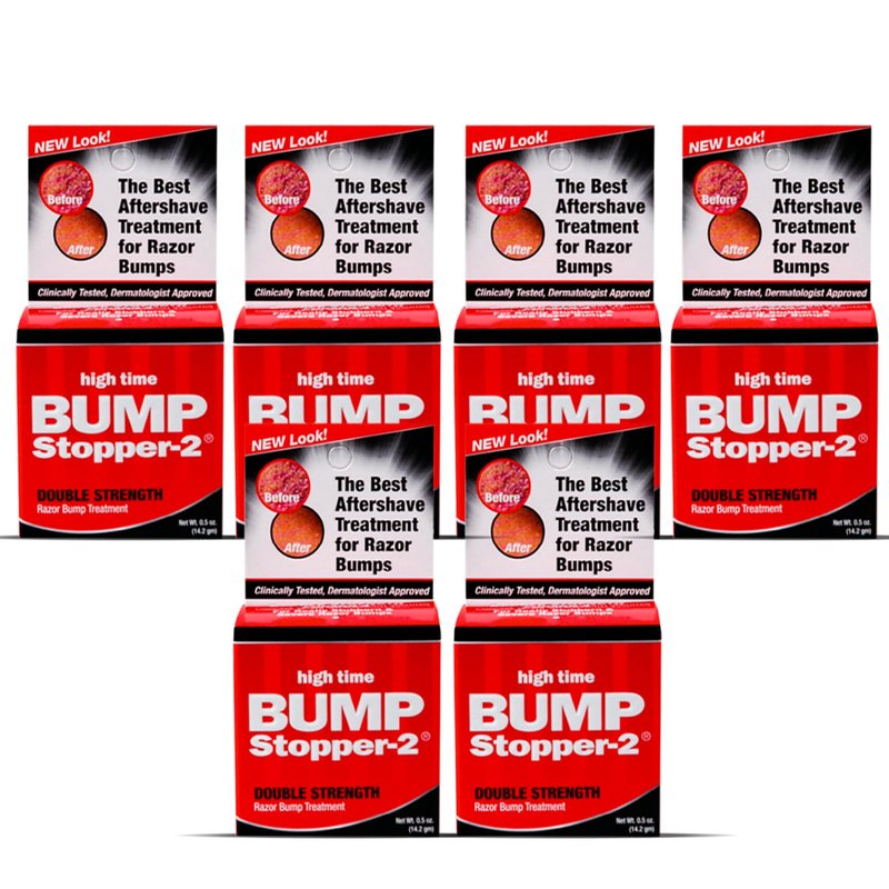 High Time Bump Stopper 2 Double Strength Ingrown Hair Cream | Aftershave Lotion for Men and Women | Razor Bump Balm | 0.5 OZ (6 Pack)